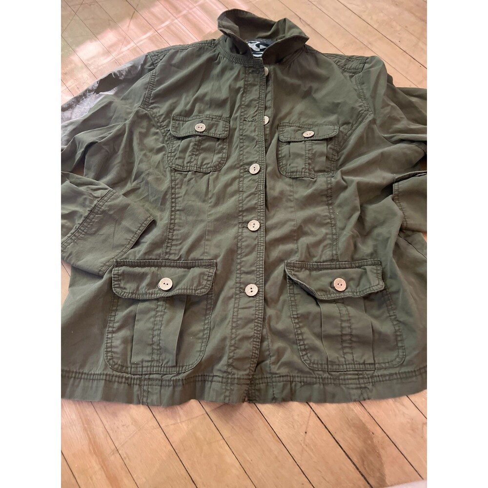 Liz Claiborne Women’s 2X Olive Green Utility Jacket Lightweight Button Front